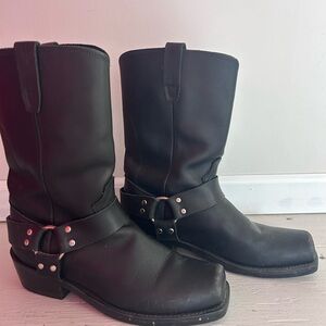 Durango Black Leather Biker Boots